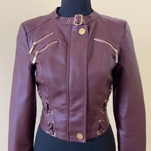 Venus Faux Leather Detailed Moto Jacket